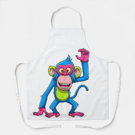 Delantal Mascota de mono sonriente rosa dibujos animados