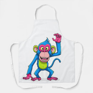 Delantal Mascota de mono sonriente rosa dibujos animados
