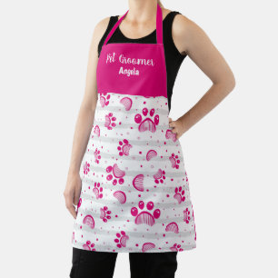 Delantal Mascota Groomer Apron Pink Paw Personalizado