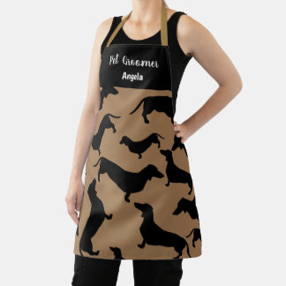 Delantal Mascota personalizado Groomer Black Gold Dachshund