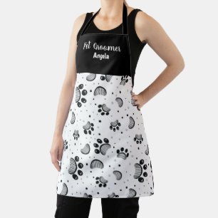 Delantal Mascota personalizado Groomer Black Paw Apron