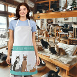 Delantal Mascota sentando al perro con cuidado de gato cult<br><div class="desc">Este diseño se puede personalizar eligiendo la opción personalizar para añadir texto o realizar otros cambios. Si este producto tiene la opción de transferir el diseño a otro artículo, asegúrese de ajustar el diseño para que se ajuste si es necesario. Contáctame en colorflowcreations@gmail.com si deseas tener este diseño en otro...</div>
