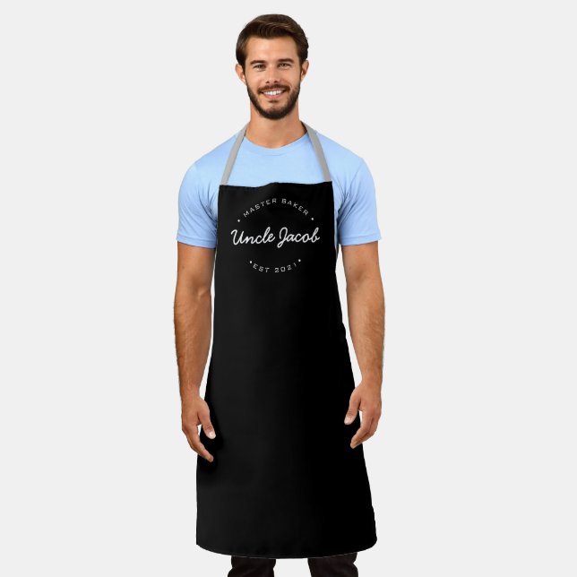 Delantal Master baker Black Personalizado Uncle Name Year (Gastado)