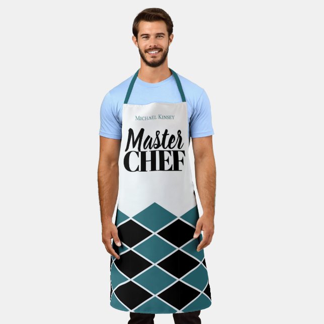 Delantal Master Chef nombre corrector verde azulado negro p (Gastado)