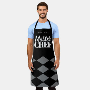 Delantal Master Chef nombre negro gris personalizado