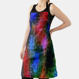 Delantal Material azul y rojo desollado con "pintura al óle