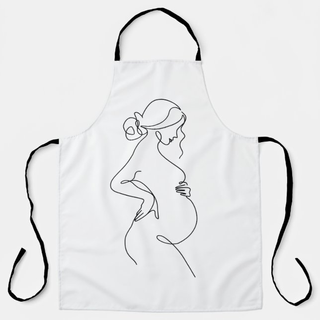 Delantal Maternal Elegance: Pregnant Women Line Art (Anverso)