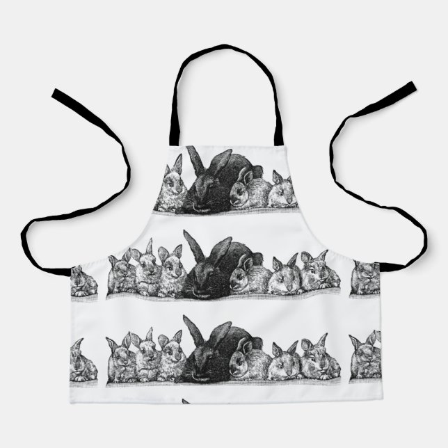 Delantal Maternidad de conejos y bebés (Anverso)