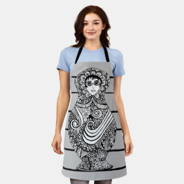 Delantal Matryoshka Doll BW Apron