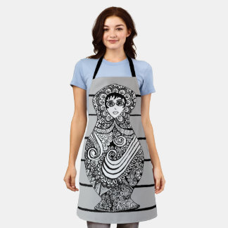 Delantal Matryoshka Doll BW Apron
