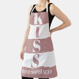 Delantal mauve rosa y blanco Conviértalo en un KISS super s