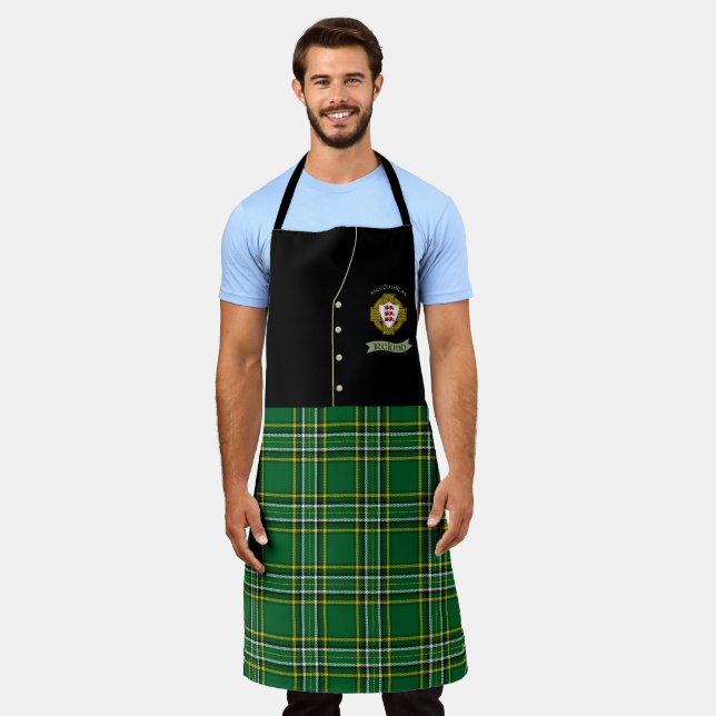 Delantal McCoughlan Irish Shield/Tartan Personalized Kilt (Gastado)