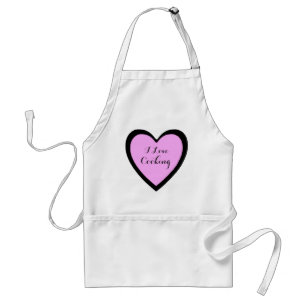 Delantal Me encanta cocinar el corazón rosado de Apron