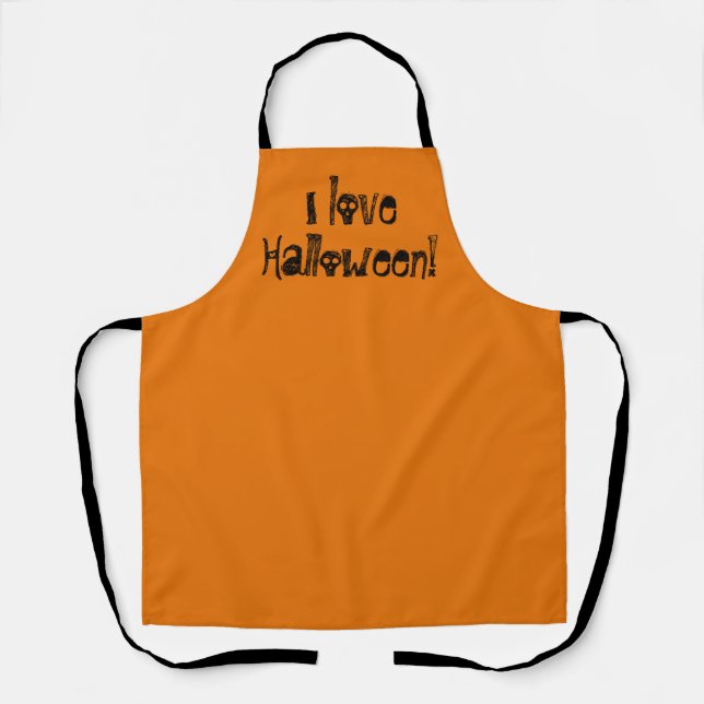 Delantal Me encanta Halloween Spooky Naranja Apron (Anverso)