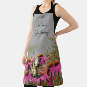 Delantal Me encanta la jardinería - Floral y mariposa II