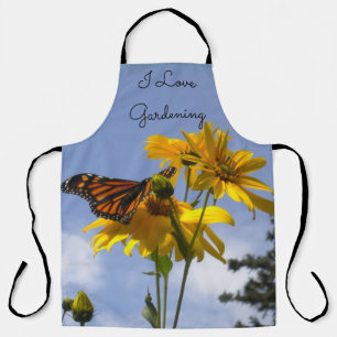 Delantal Me encanta la jardinería, la floral y la mariposa 