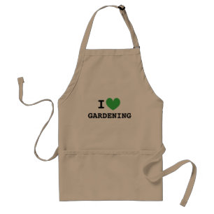Delantal Me encanta la jardinería. Perro beige de corazón v