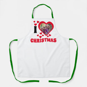 Delantal Me encanta la plantilla de fotos de Navidades