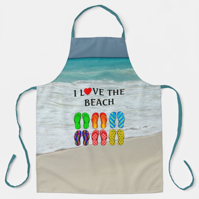 Delantal Me encanta la playa, coloridos chanclas (Anverso)