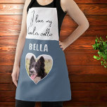 Delantal Me encanta mi foto de perro collie en la frontera<br><div class="desc">Me encanta mi foto de perro de Collie Fronterizo en nombre del corazón en Apron. Este delantal es perfecto para cualquier propietario de Border Collie! Incluye una hermosa foto en forma de corazón y un nombre personalizado de tu perro. El texto "I love my Border Collie" (Me encanta mi Collie...</div>