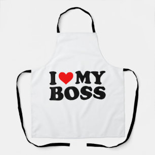 Delantal Me Encanta Mi Jefe Funny Red Heart Boss Yo Corazón