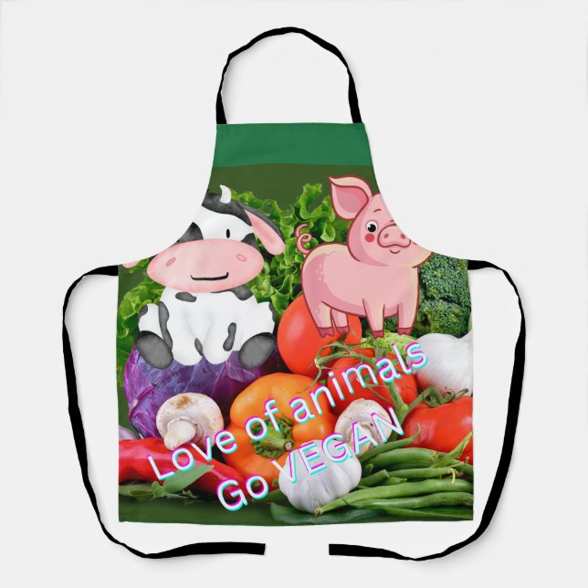 Delantal Me encantan los animales Go vegan mens Apron (Anverso)