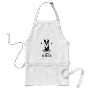 Delantal Me encantan los Bostons Boston Terriers (blanco y
