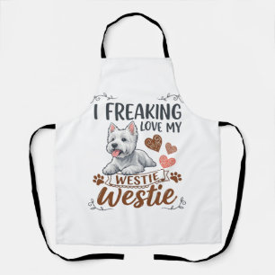 Delantal Me encantan los corazones y patas de perro Westie_