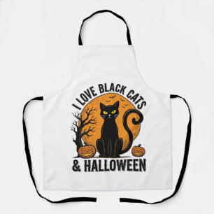 Delantal Me Encantan Los Gatos Negros Diseño De Camiseta Vi