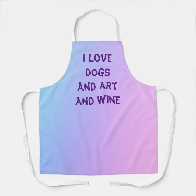 Delantal "Me Encantan Los Perros Y El Arte Y El Vino" Gradi (Anverso)