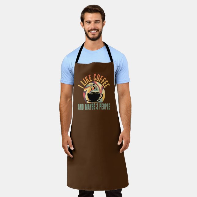 Delantal me gusta el café y quizás 3 personas estilo retro (Gastado)