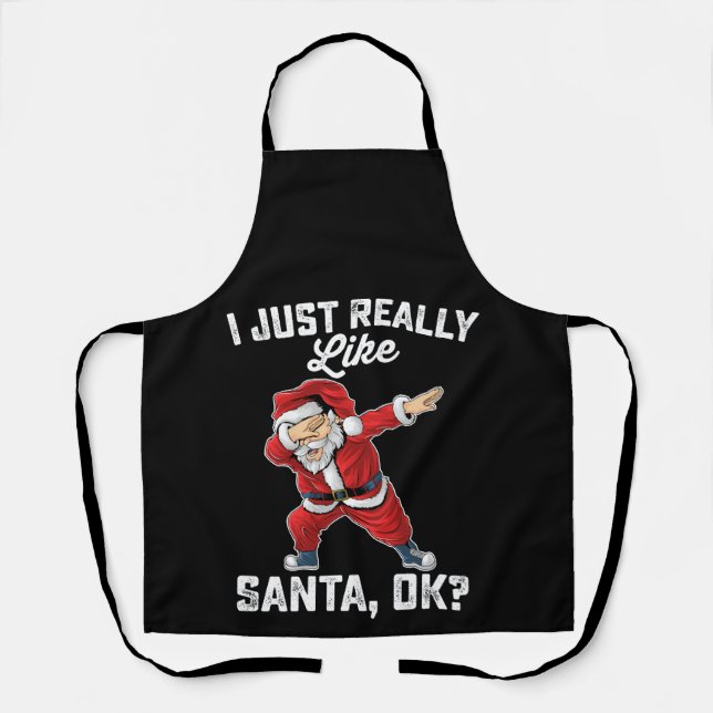 Delantal Me gusta mucho Santa OK Navidad familiar (Anverso)