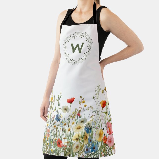 Delantal Meadow Wreath Wildflower Kitchen Apron (in situ)