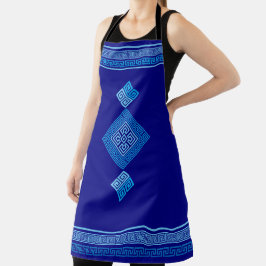 Delantal Meander griego - Llave griega - tonos azules