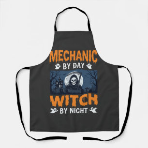 Delantal Mecánico de Halloween de Día Bruja de Noche