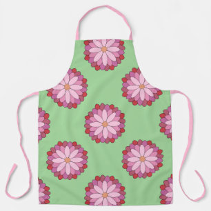 Delantal Medallón asiático de color rosa verde pastel