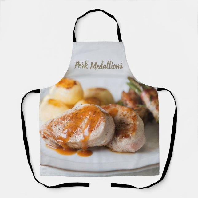 Delantal Medallones de cerdo con solomillo con papas y frij (Anverso)
