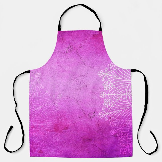 Delantal Mediación de diseño rosa de Mandala zen (Anverso)
