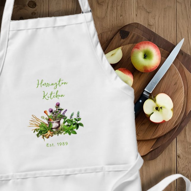 Delantal Medicinal Herbs Year Established Kitchen Apron (Subido por el creador)