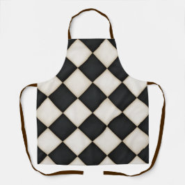 Delantal Medio grande de diamantes blancos negros y antiguo