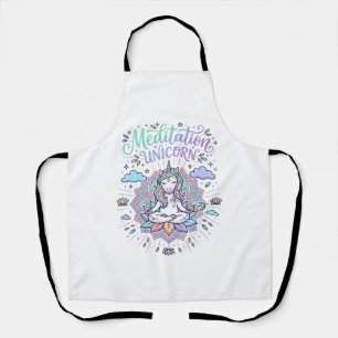 Delantal Meditación de Unicornio Unicornio Fondo Blanco Vec