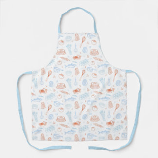 Delantal Mediterranean Kitchen Culinary Pattern Chef Apron