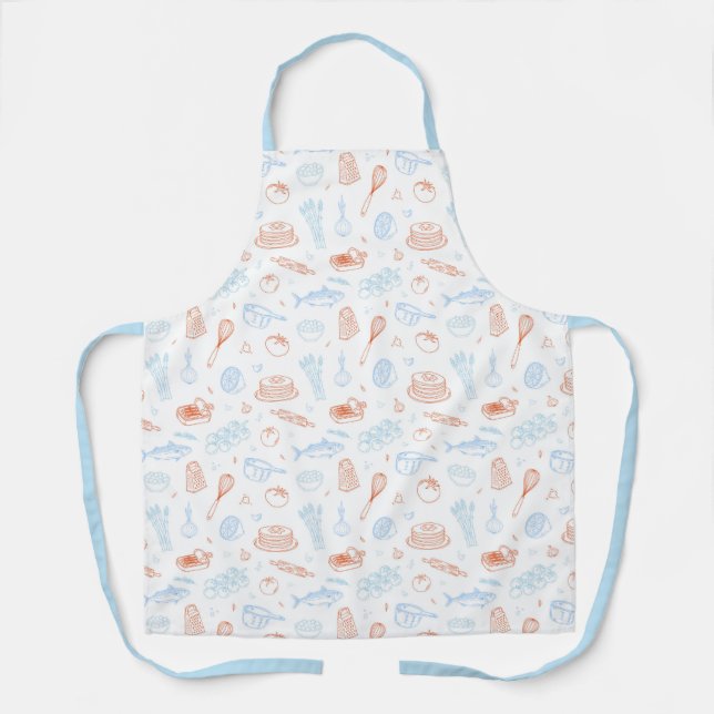 Delantal Mediterranean Kitchen Culinary Pattern Chef Apron (Anverso)