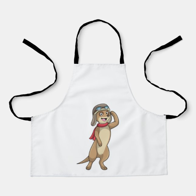 Delantal Meerkat como piloto con gorra piloto (Anverso)