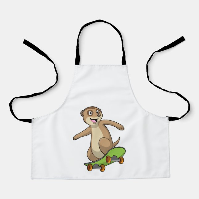 Delantal Meerkat como Skater con Skateboard (Anverso)