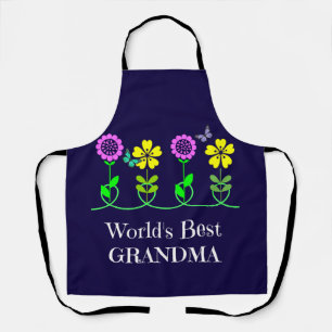 Delantal Mejor Abuela del Mundo, diseño gráfico floral