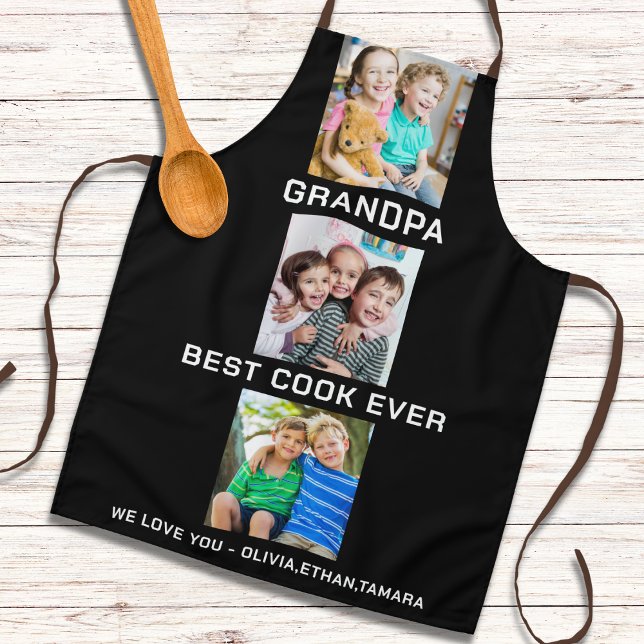 Delantal Mejor Abuelo Abuelo Nunca Abuelitos 3 Collages de  (Best Grandpa Ever Grandkids 3 Photo Collage Black Apron
)