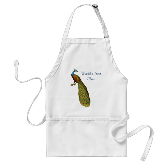 Delantal Mejor Apron de Arte Peacock para Mamá del Mundo (Frente)