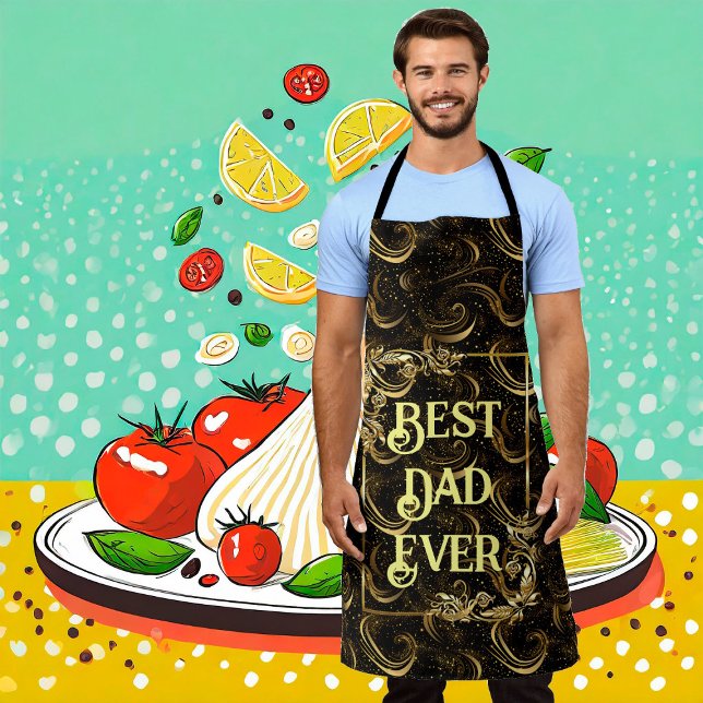 Delantal Mejor caligrafía moderna de oro del Día del Padre (Best Dad Ever Father's Day Modern Gold Calligraphy Apron)