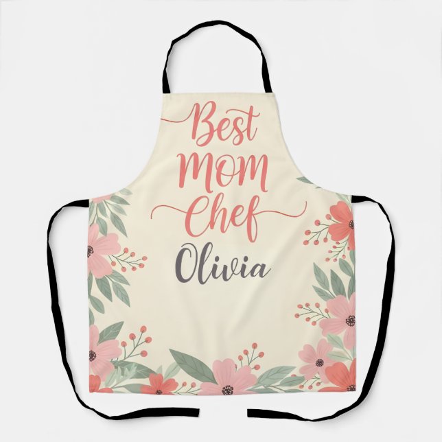 Delantal Mejor Chef Mamá Floral (Anverso)